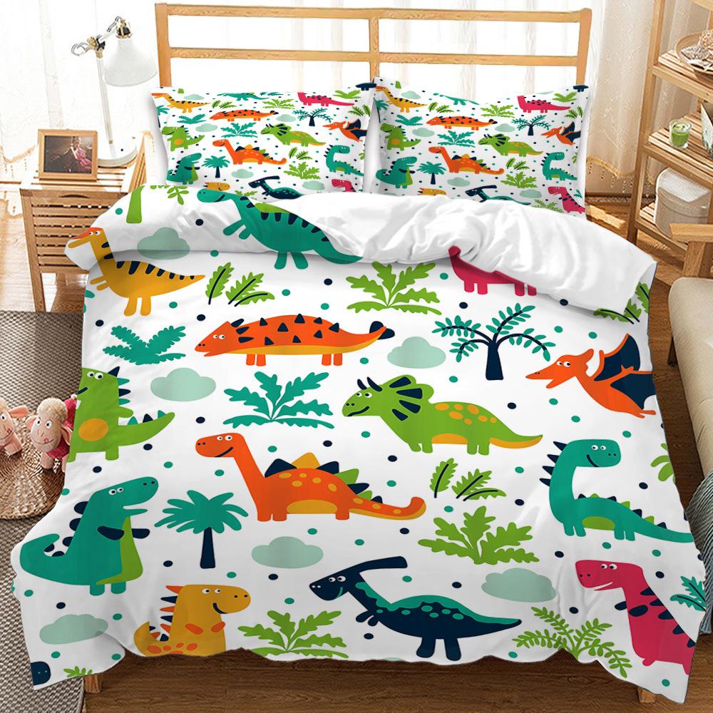 3D Digital Printing Cartoon Animal Bed Three-Piece Set Four-Piece Set