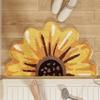 Sunflower Shaped Bath Mat Soft Fluffy Non-slip Absorbent Washable Bathroom Floor Mat Floral Home Decor Rug