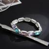 New Bohemia Colorful Square Glass Drill Bangle Bracelet for Women Trendy Luxury Handmade Elastic Bracelets Y1K Jewelry New