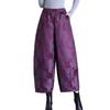 Chinese Style Jacquard Anti-Aging Down Cotton Pants for Middle-Aged Women - Autumn/Winter Cropped Casual Boots