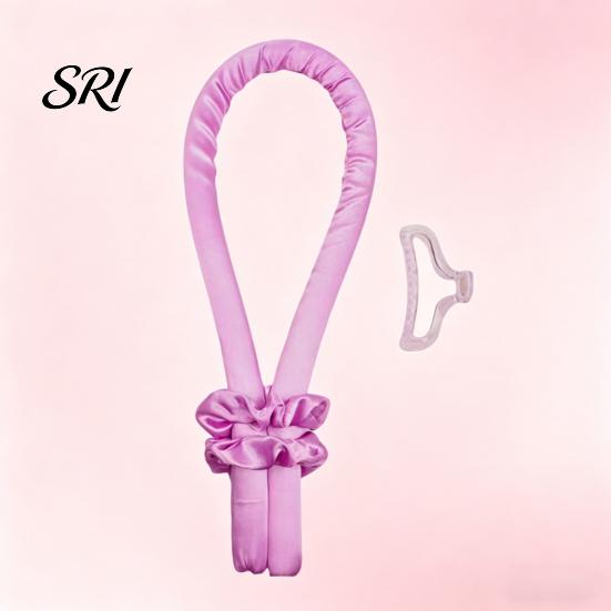 Lazy Curls Maker No Heat Hair Curling Rod Headband with 2 Scrunchies Claw Clip Overnight Sleeping Breathable Silk Ribbon Curler Women Long Roller