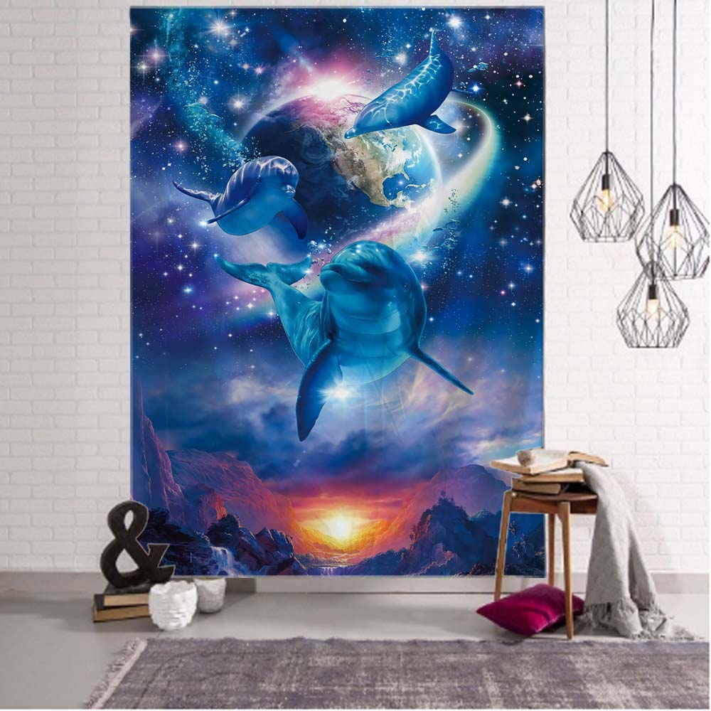 VIKAMA Psychedelic Cosmic Tapestry Galaxy Gradient Living Room Bedroom Bohemian Spiritual Energy Field Art Room Decoration