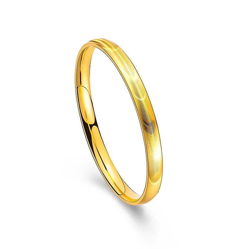 Gold Cat Eye Bracelet: Shiny Brushed Bangle, Solid Imitation Gold Jewelry for Women