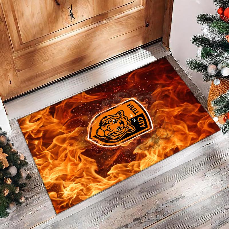 Tappeto in Velluto di Cristallo con Stampa Calcio Hull City, Comodo Assorbente d'Acqua Antiscivolo Tappeto per Pavimento Interno