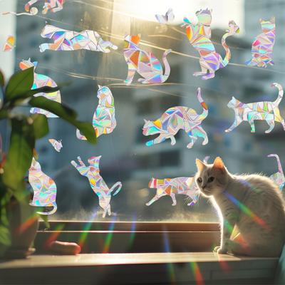 Rainbow Window Stickers PVC Suncatcher Prism Neadhezivní obtisky Vodotěsné statické samolepky pro domácí skleněné dveře Dekorace oken na stěnu