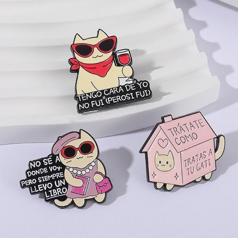 Funny Cartoon Cats Pin Elegant Metal Brooch For Jackets Backpacks And Caps Handmade Lapel Badge Accessory
