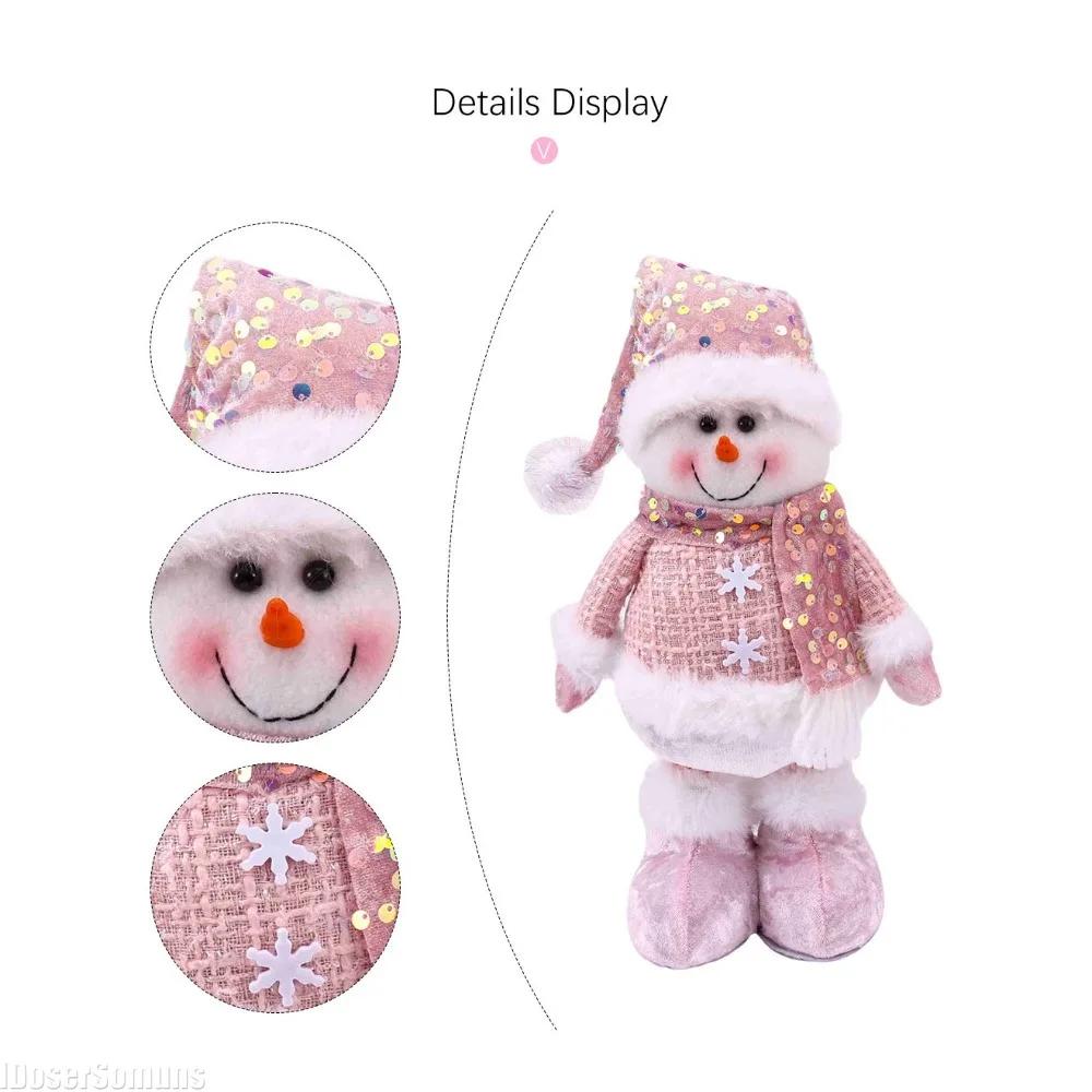 1pc- Christmas Decorations Pink Old Man Snowman Elk Telescopic Figure Window Bedroom Display Christmas Gifts