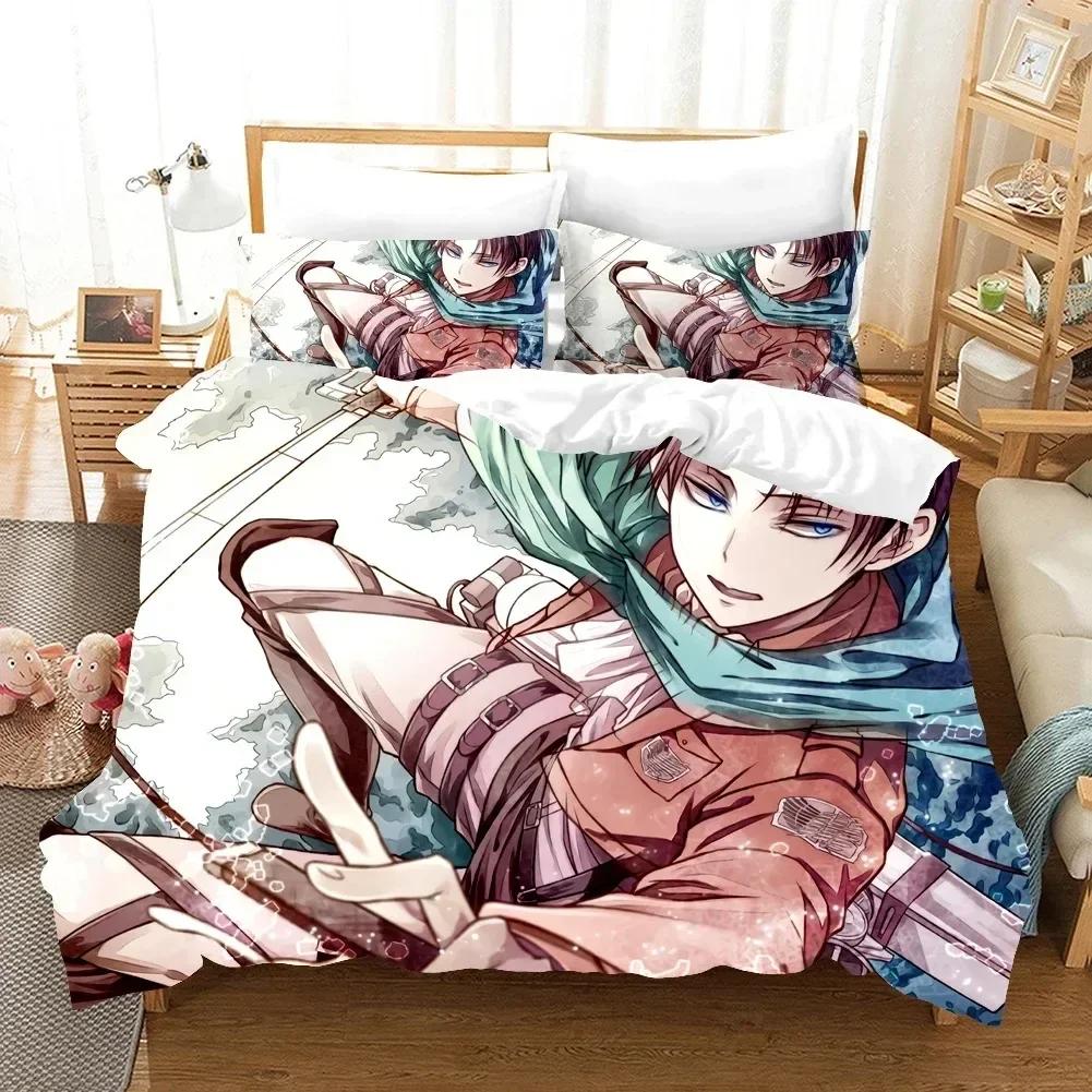 3D Anime Attack On Titan AOT Printed Bed Set Duvet Cover Pillowcase Bedding Set Bed Linen Sheet Quilt Cover Full Queen King Size