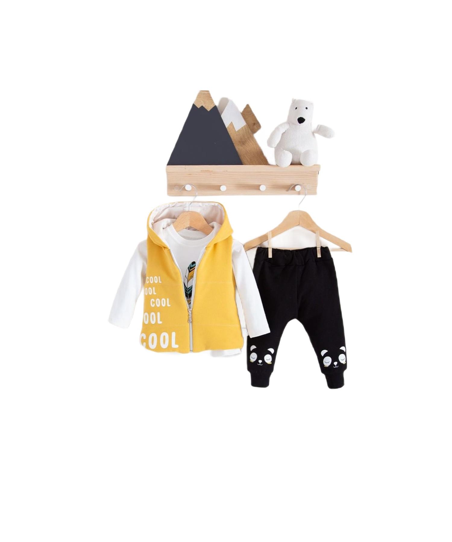 

3-pack Organic Cotton Hooded Elastic Leg Patterned Cool Baby Set