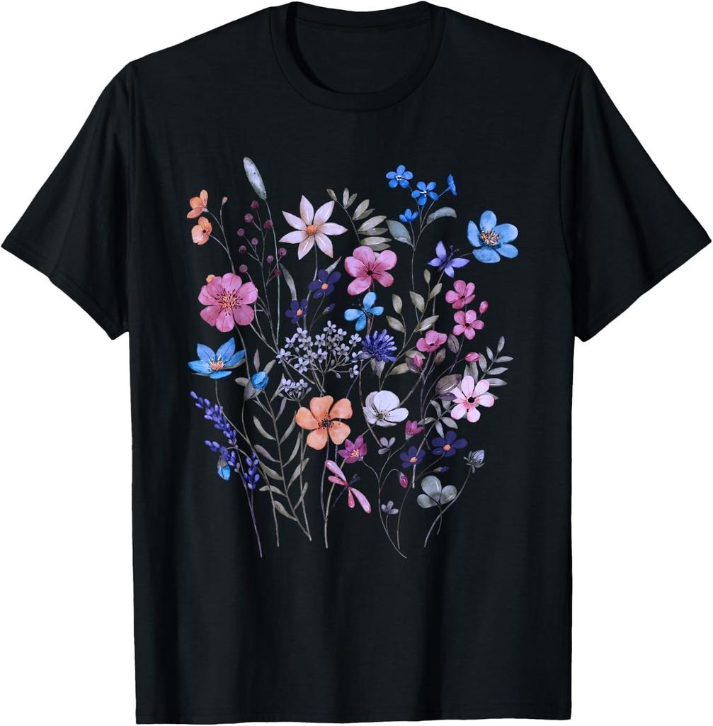Vintage Flowers unisex Wildflower Graphic Floral Gardening T-Shirt