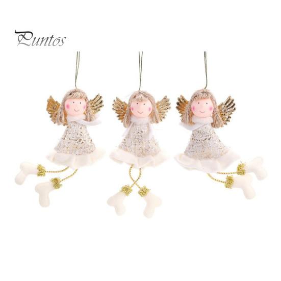Pastel Color Christmas Tree Decor Angel Hanging Ornaments, Cute Plush Doll Pendant, Xmas Decorative Charms Ornaments for Home Holiday Wedding