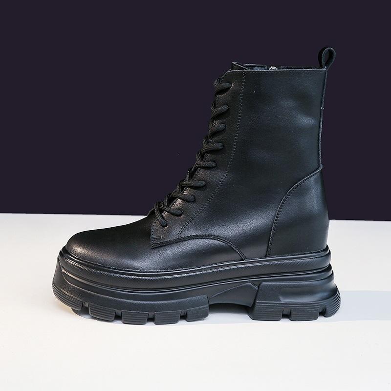 Martin Boots Women's and Women's Autumn and Winter Platform Short Boots Fashionable and Simple Leather Boots