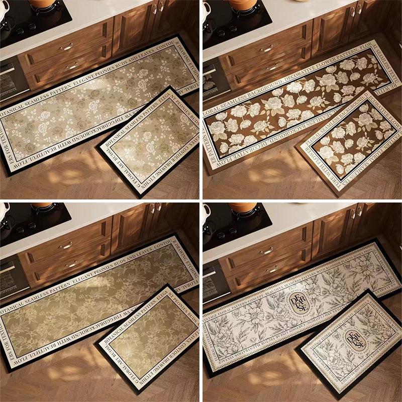 Printed Anti Slip Kitchen Carpets Water Absorption Kitchen Rug No Slip Bathroom Floor Kitchen Mat Absorbent Hallway Long Carpets