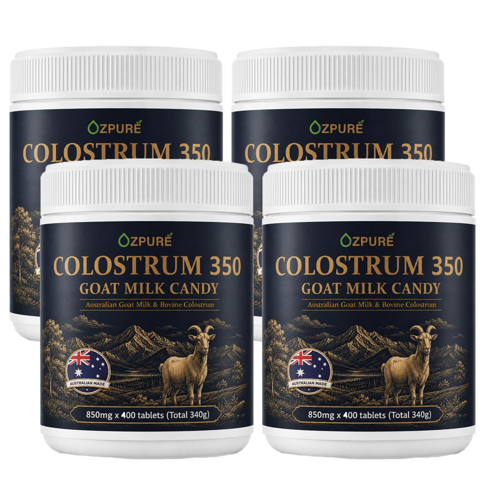 OzPure Australian Premium Colostrum Goat Milk Protein Chewables for the Whole Family 4 pcs 400 Tablets