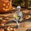 Garden Bar Halloween Skeleton Figurine 3D Skull Figurine Resin Skeleton Statue Creative Modern Art Statue Study Desk Ornament