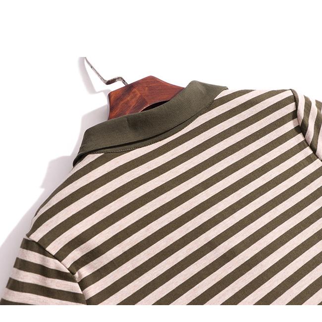 Spring and Autumn Women's Installation T-shirt Middle-aged Foreign Lapel Stripe Long Sleeved Shirt