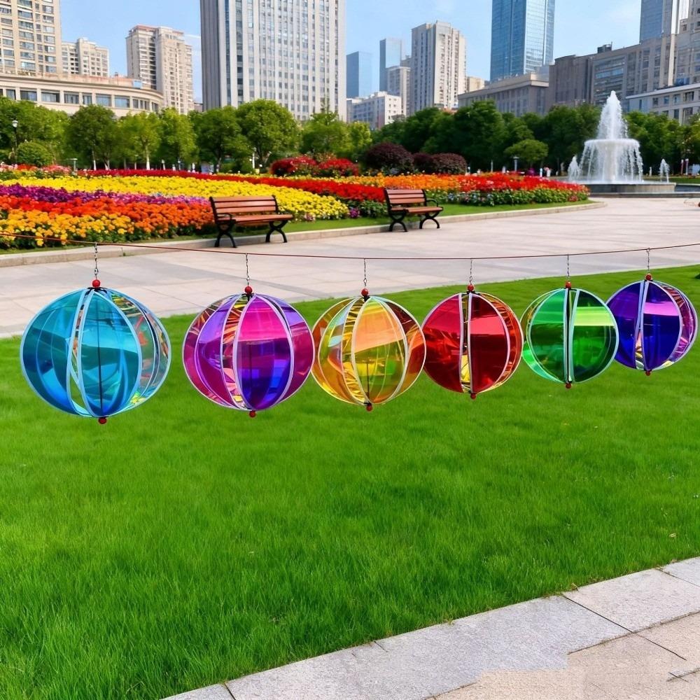 1PC Wind Turning Random Color Hot Air Balloon Rotating Colorful Wind Spinners Rainbow Plastic Material Wind Strips Picnicking