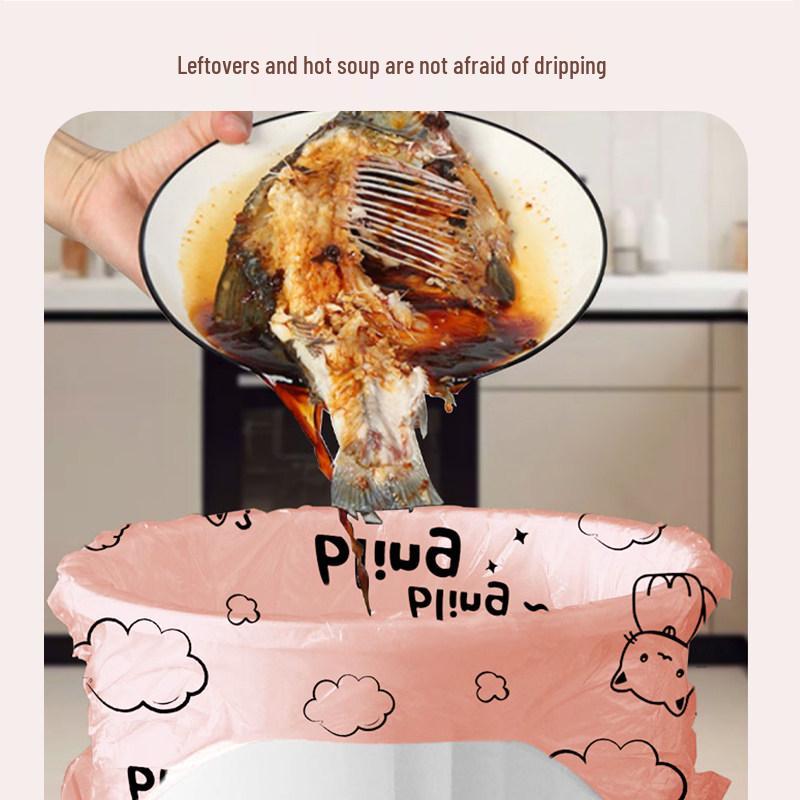 Thickened Kitchen Trash Bags - Super Thick Plastic Drawstring Bags with Printed Design-10pcs