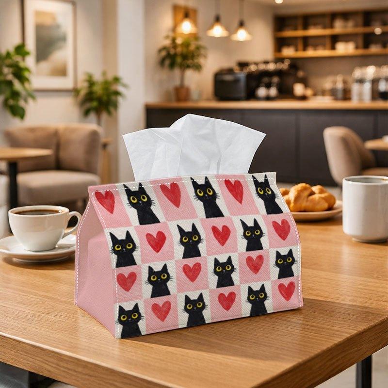 1pc Cute Nordic Cat Tissue Box Holder with Heart Pattern - Minimalist Suitable for for Home Decor, Car,, Desktop - Compact Tissue Dispenser for Tissue