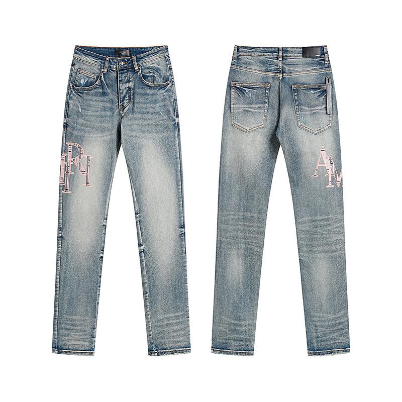 Purple Brand Ink Printing Meichao High Street Retro Ripped Casual Trend Denim Horn Pants Small Feet