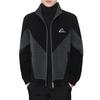 Men Full Zipper Casual Jacket Color Matching Stand Collar Long Sleeve Knitting Coat