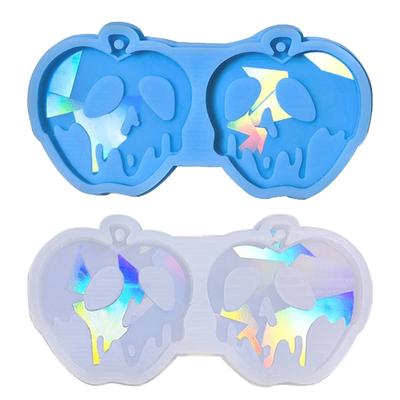 Schädel Äpfel Holografische Licht Schatten Ornamente Silikon Epoxid Ohrringe Formen DIY Anhänger Schmuck für Valentinstagsgeschenk