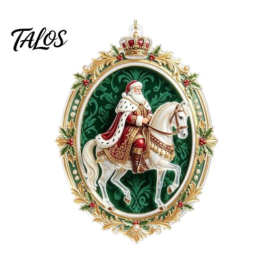 Holiday Hanging Decorations Santa Riding Horse Christmas Ornament, Acrylic Pendant with String, Festive Party Supplies Tree Decor for Living