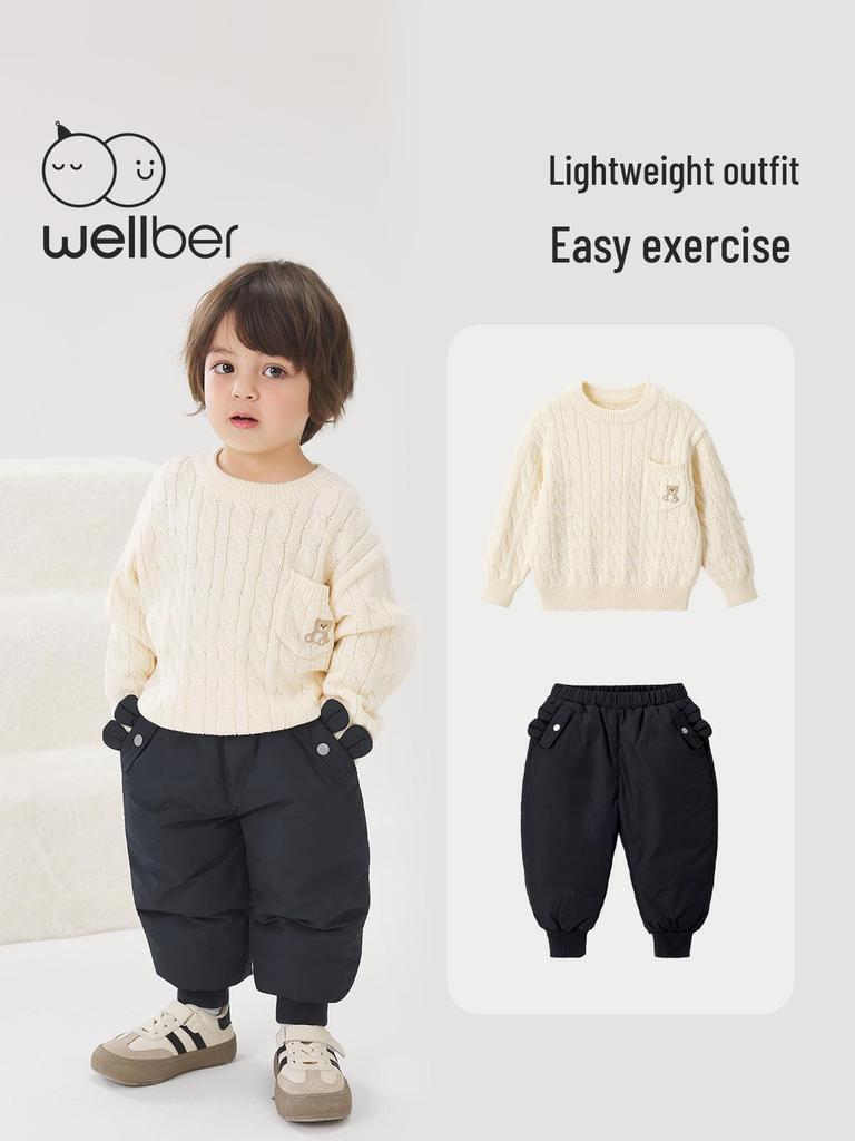Willbeilu 2025 Kids' Winter Warm Down Pants - Cold-Proof Cuffed