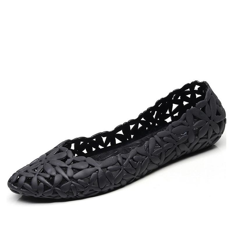 модные женские летние сандалии из желе с открытыми носками на плоской подошве с цветочным — фото 3