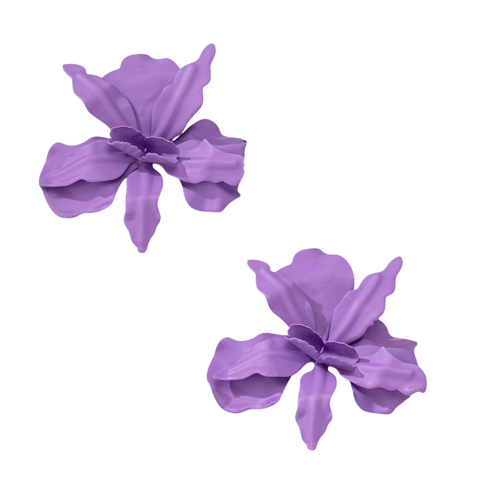 

Унікальні сережки-гвоздики з квітковою принтом, сережки ручної роботи, модні сережки, текстура сплаву, підходить для різних випадків носіння фіолетовий