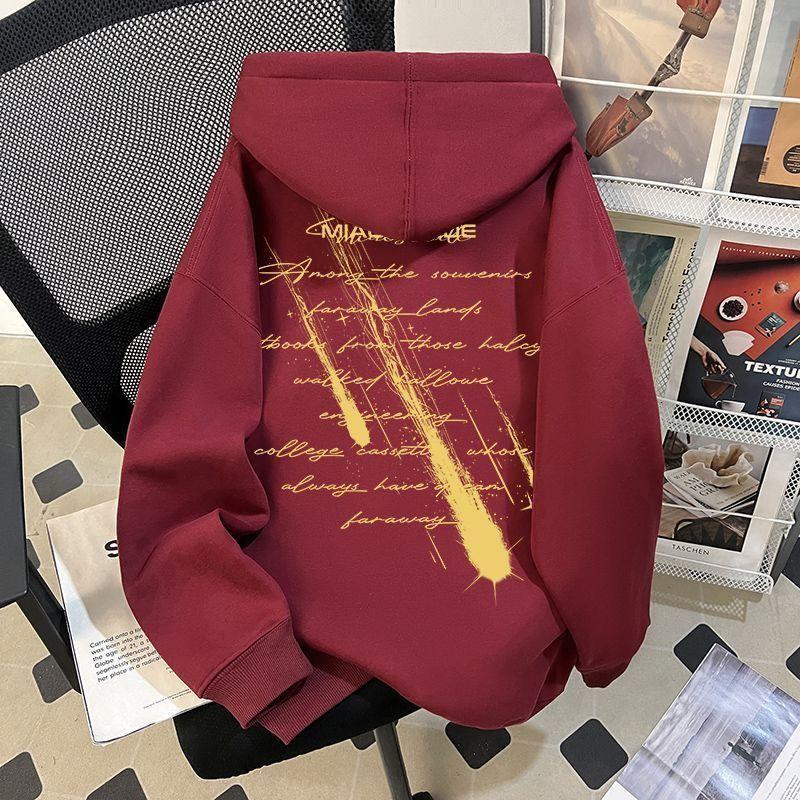 Letter Printed Hooded Sweatshirt Women's Loose Autumn and Winter Long-sleeved Pullover Fashion Top