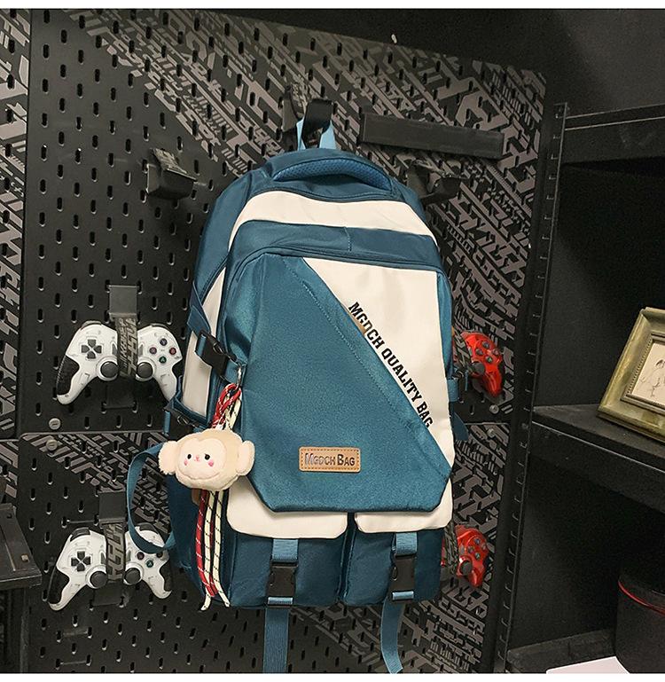 New high-value trendy and cool contrasting backpack, couple light travel, large-capacity backpack