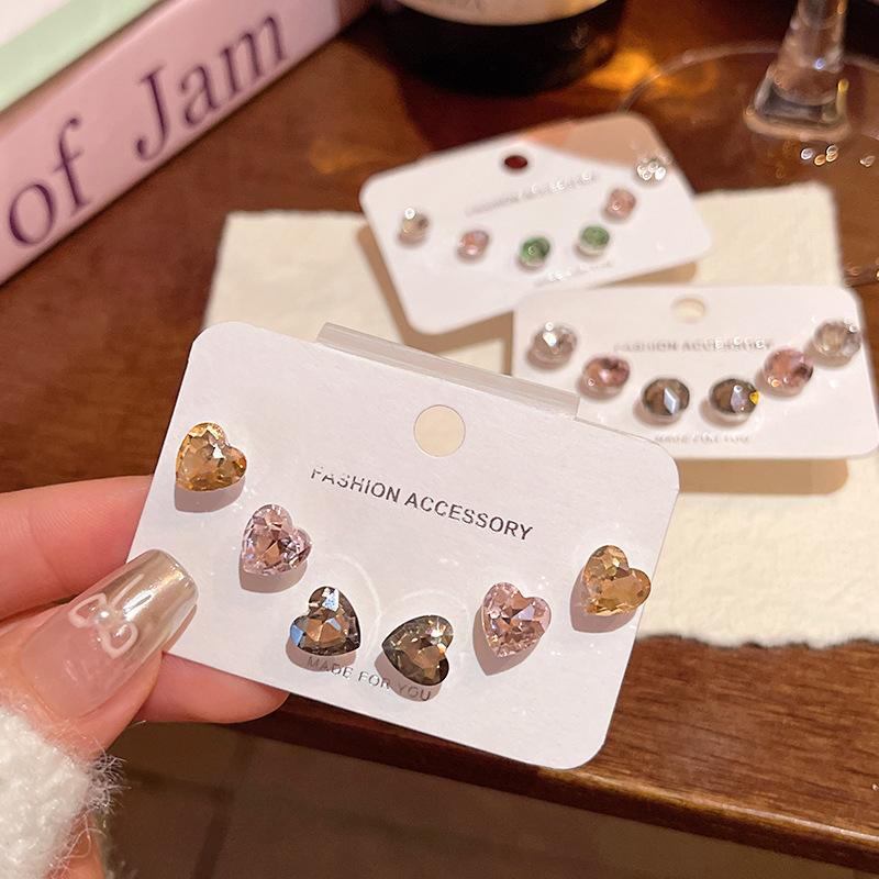 Korean Style Stud Earrings For Women Shiny Zircon Ear Studs Minimalist Jewelry For Daily Wear Party Wedding Gift