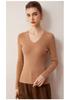 Women's Cross V-Neck Striped Wool Knit Pullover, Slim-Fit Base Layer for Autumn/Winter
