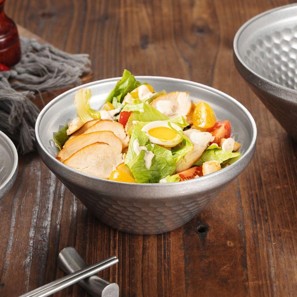 Unbreakable Salad Bowl 304 Stainless Steel Insulated Bowl Korean V-shaped Rice Bowl  Restaurant