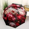 Blumenarrangement Pfingstrosen Thema 8 Knochen Hand Automatisches Faltschirm, Kompaktes und Tragbares Design, Ein Perfektes Geschenk für Geburtstag, Weihnachten