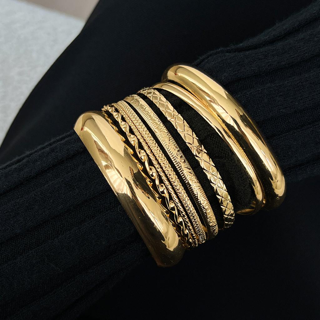 Stainless Steel Bracelets Set for Women Men Twist Texture Bangles Gold copper Color Jewelry Statement Streetwear Goth