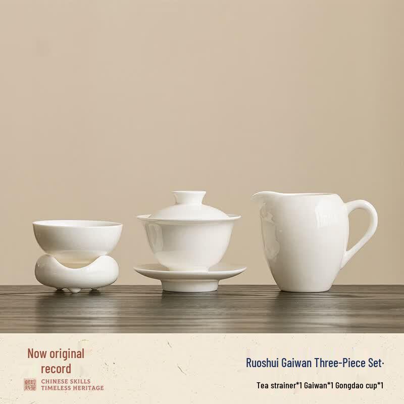 Dehua White Porcelain Large Gaiwan Tea Bowl Set