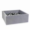 Dry Pool 110x110x40cm Velvet Soft Light Gray with 600 Balls: Pearl, Transparent, Metallic Graphite, Silver