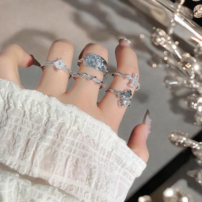Fashion Light Luxury Iris Cross Open Ring Femininity High Sense Niche Design Exquisite Ring