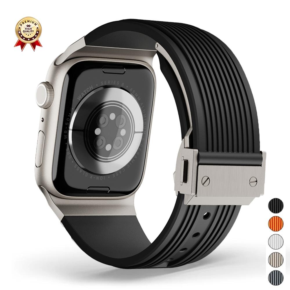 

Спортивна гумка для Apple Watch Ultra 2 49 мм 45 мм 44 мм 42 мм М’який силіконовий ремінець для iWatch Series 9 8 7 6 5 4 se Men for Apple Watch 42mm