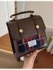 Simple Fashion Tweed Small Square Bag Checkered Magnetic Buckle Versatile Handbag Daily Commuter Shoulder Bag PU Material