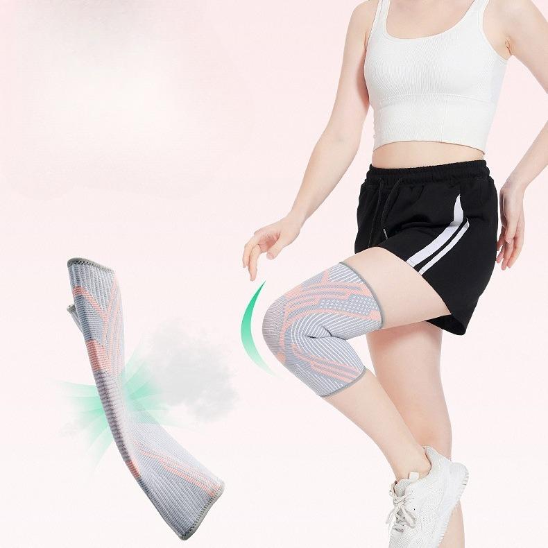 Sports Knee Pad Nylon Elastic Anti-Slip Silicone Knee Support for Basketball Running Cycling Breathable Knitted Thin Knee Brace Men Women M L XL