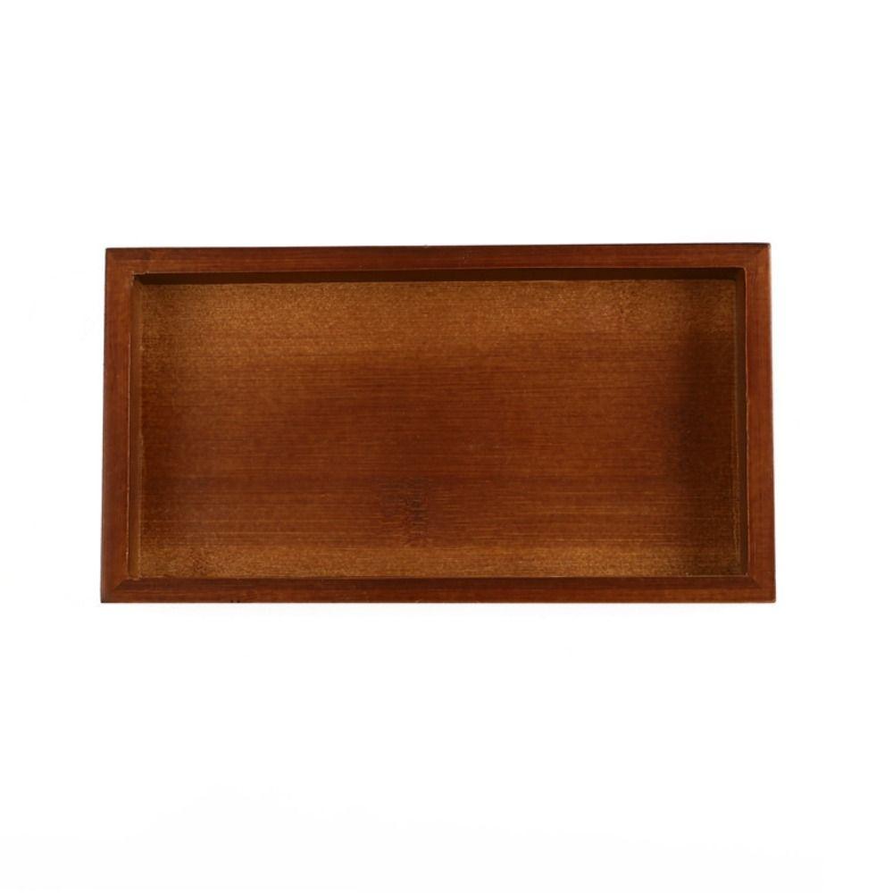 

Bamboo Wooden Tea Tray Natural Dinner Plate Multi-Function Serving Tray Kitchen dark brown-2 Grids