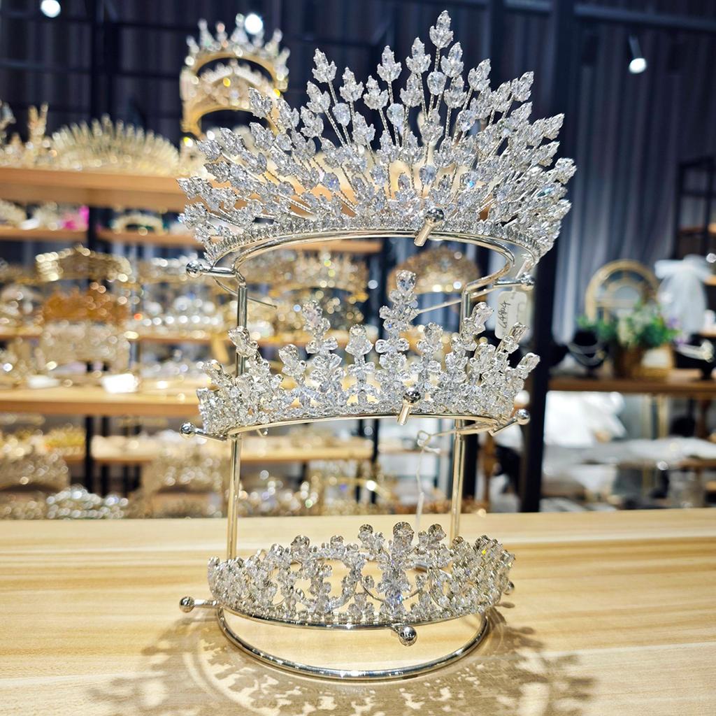 Stainless Steel Four Layer Crown Display Rack Crystal Hairband Support Holder Easy To Assemble Jewelry Storage Stand