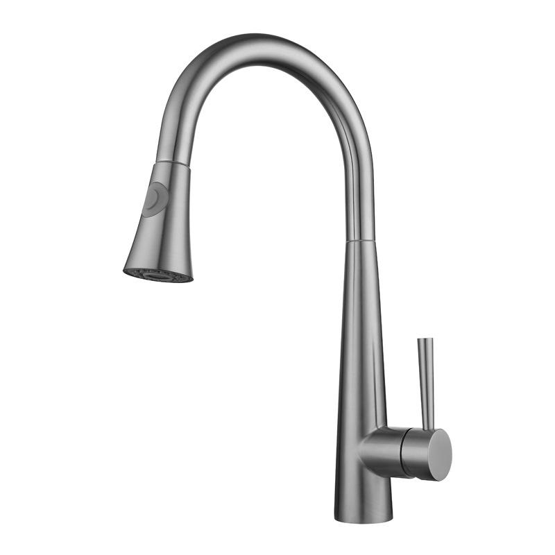 Brushed Nickel Kitchen Faucets 304 Stainless Steel Pull Out Spout Kitchen Sink Mixer Tap 360 Swivel Deck Mounted Kitchen Faucet