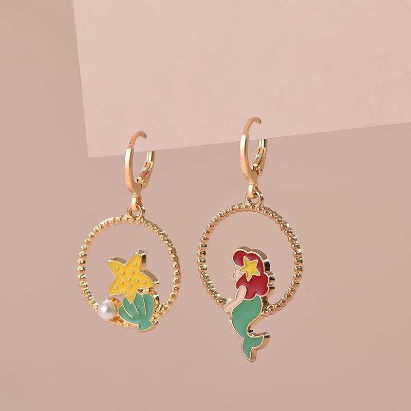 Colorful Aesthetic Animal Cat Rabbit Koi Dragon Earrings For Women Girls Enameled Delicate Gold Color Hoop Earrings Jewelry Gift