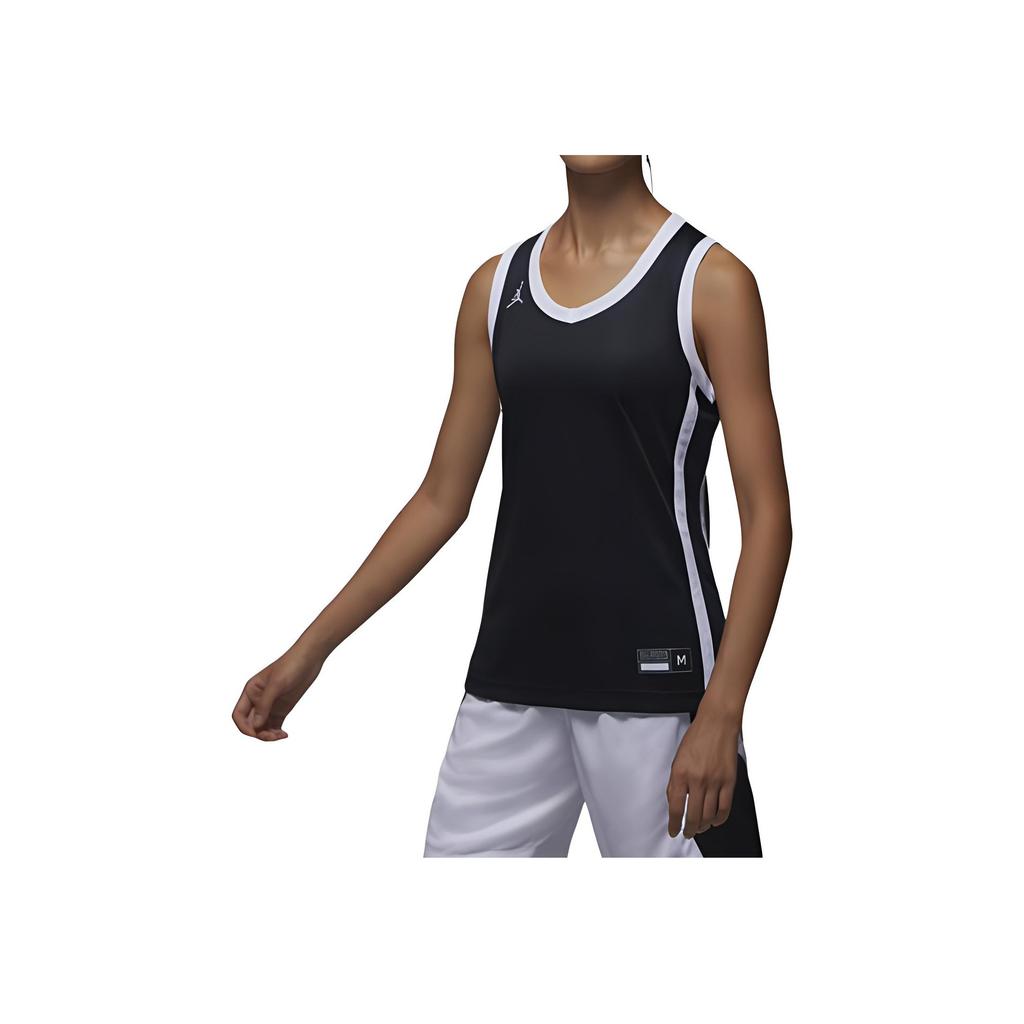 Jordan SS24 Dri-Fit Color Block Logo Print V-Neck Sleeveless Basketball Jersey Women Tops Black HF1070-012