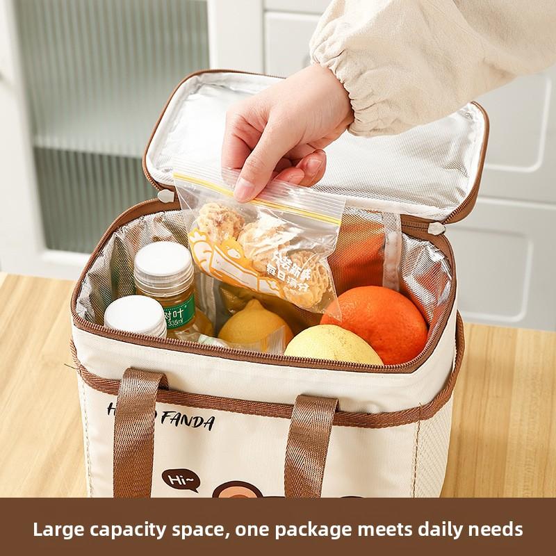 Cartoon Thickened Waterproof Insulated Bag Student Office Worker Lunch Bento Bag Handbag Large Capacity Thermal Aluminum Foil Bag