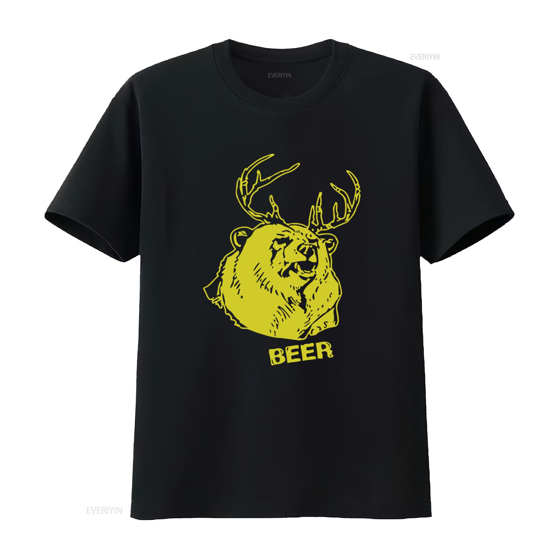

Beer Bear Deer Drinking Funny T Shirt for Casual vintage Washed Slightly Comfortable Soft Stretched fashion 4XL